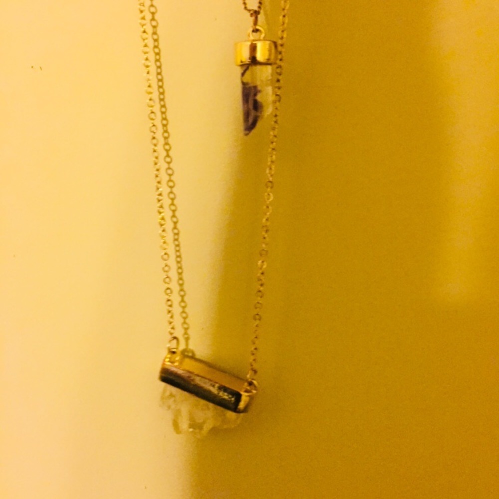 Gem stone layered necklace